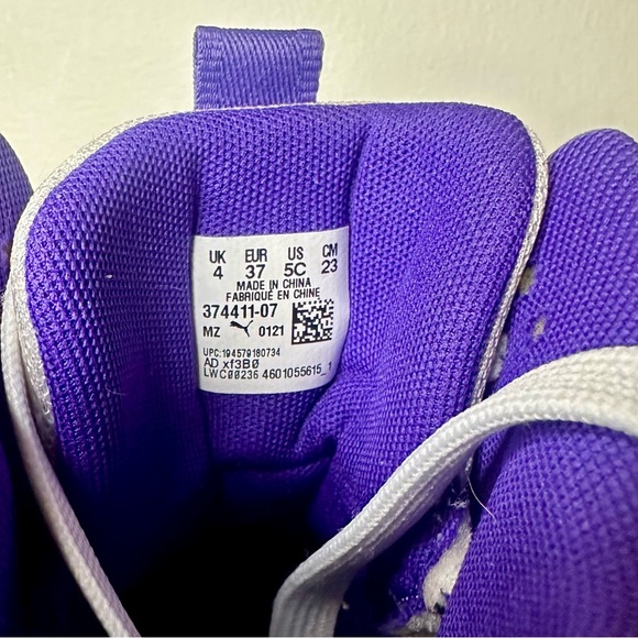🥂SOLD🥂Puma Backcourt Mid Casual Sneakers, Size 5c, Purple White Yellow - Picture 6 of 8
